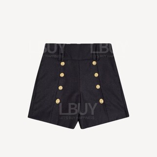 Balmain 金紐扣高腰短褲 深藍色