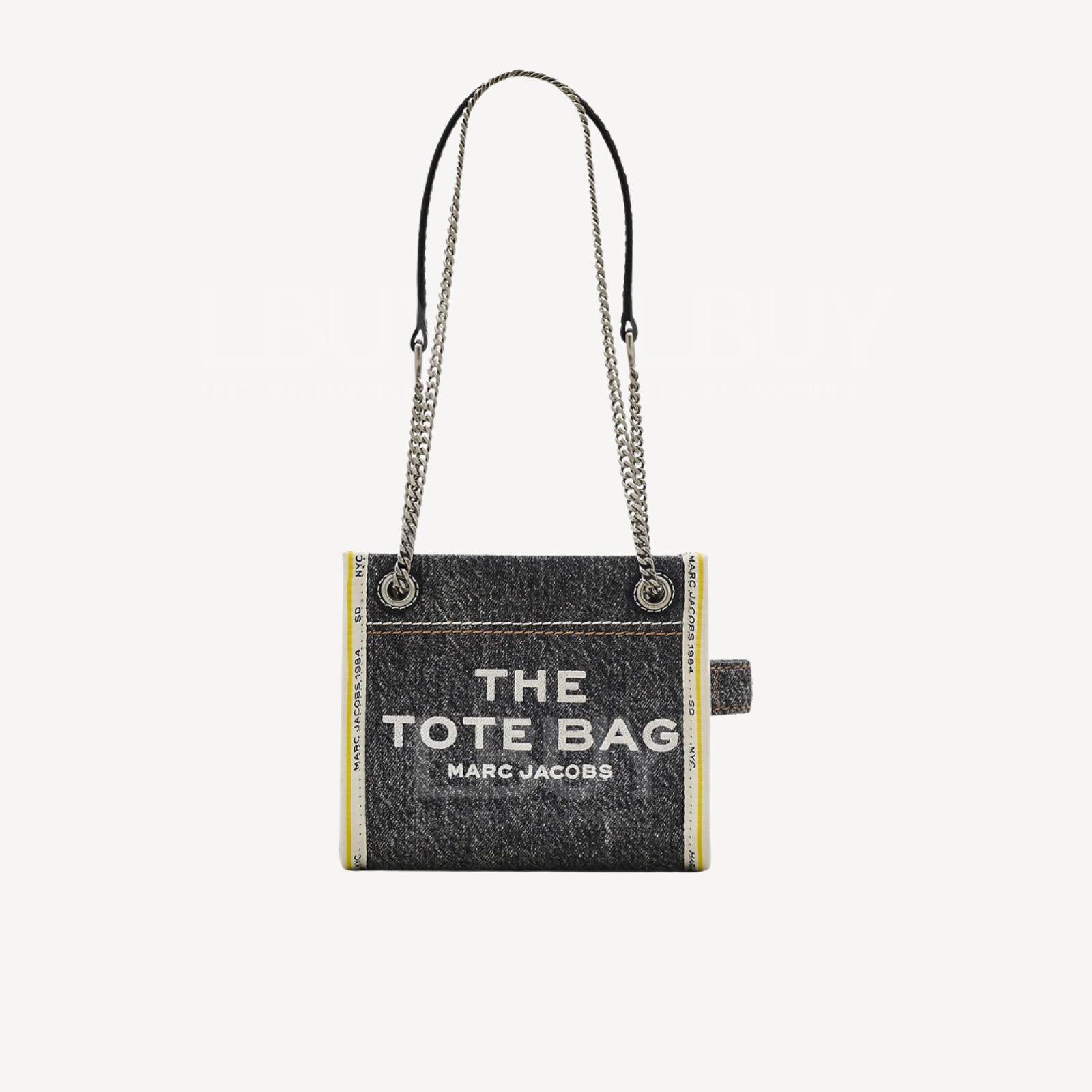 Marc Jacobs The Denim Chain Crossbody Tote Bag 牛仔鏈條斜挎托特手袋 洗水黑色