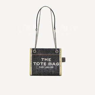 Marc Jacobs The Denim Chain Crossbody Tote Bag 牛仔鏈條斜挎托特手袋 洗水黑色