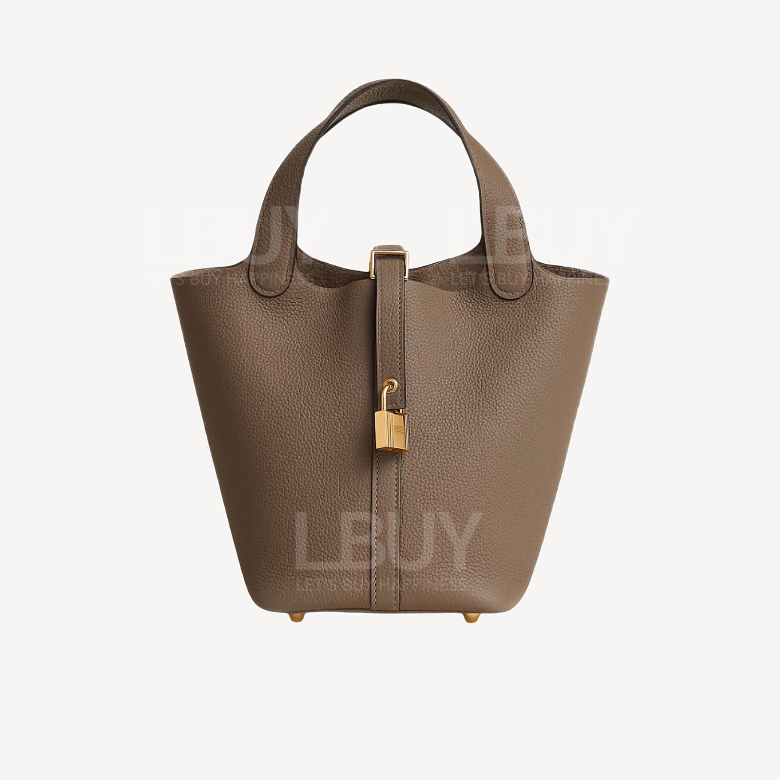 Hermes Picotin Lock 18 Bag Tote Bag New Elephant Gray Gold Buckle (Go Solid Color Line)