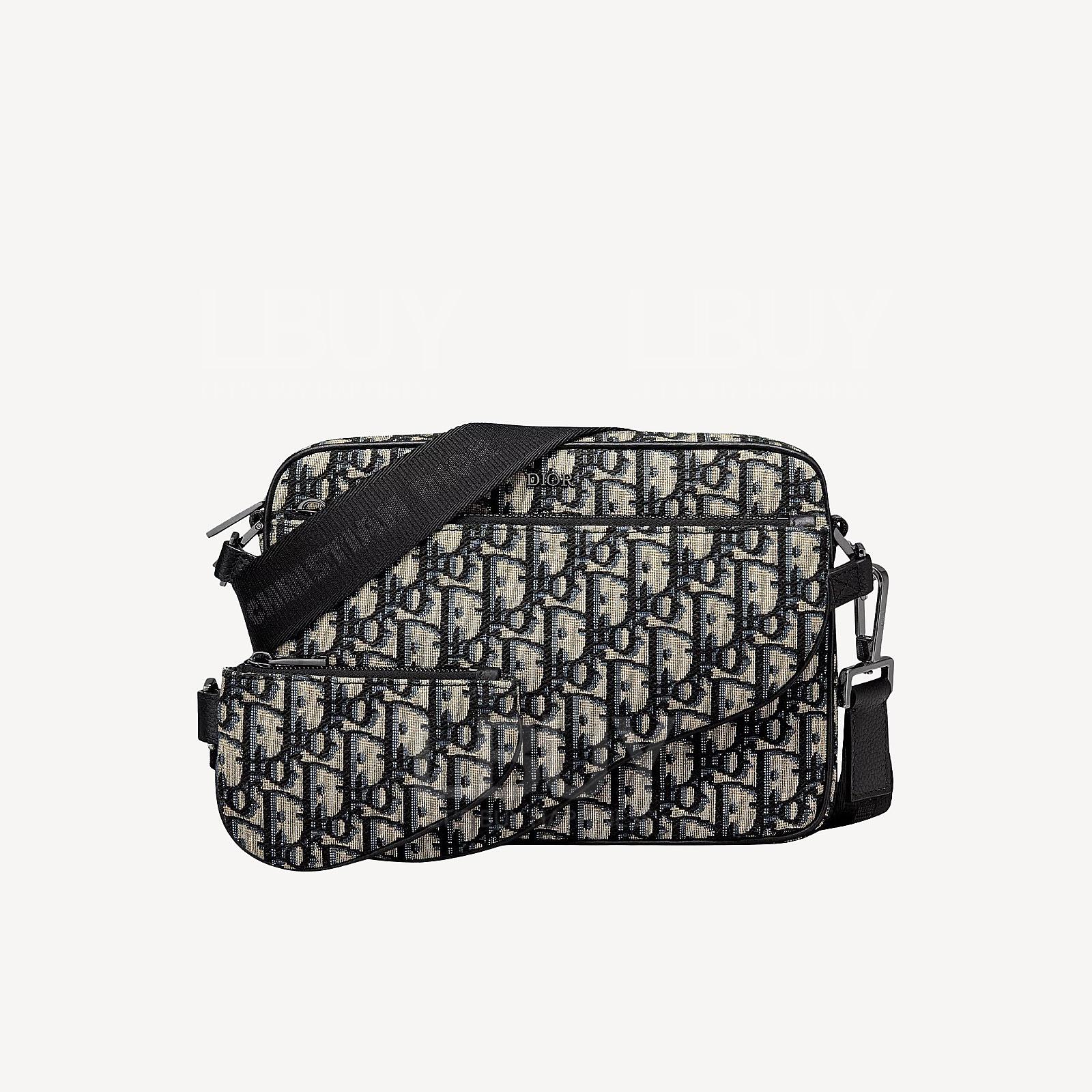 Dior Saddle Triple Pouch in Beige and Black Dior Oblique Jacquard