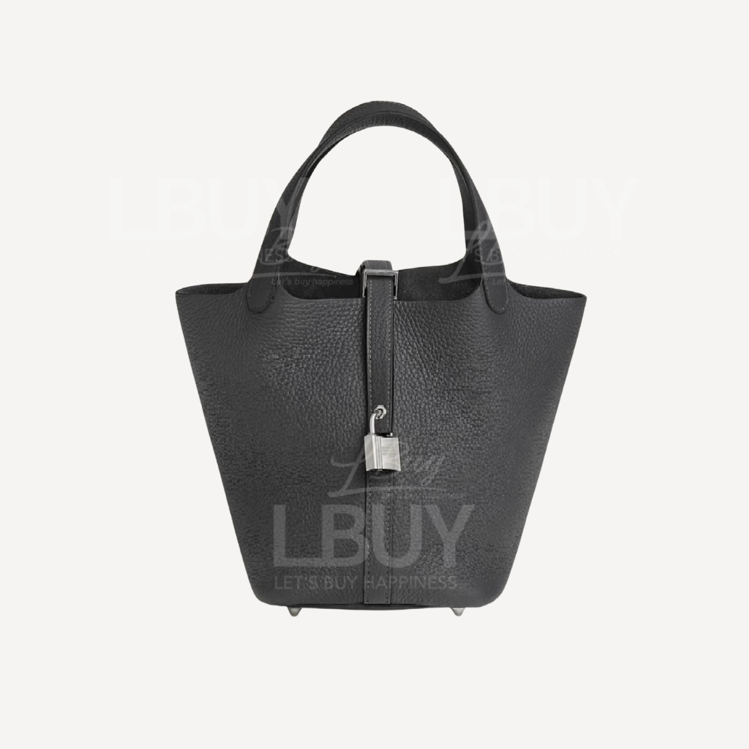 Hermes Picotin Lock 18 Bag Handbag Stone Grey Silver Buckle