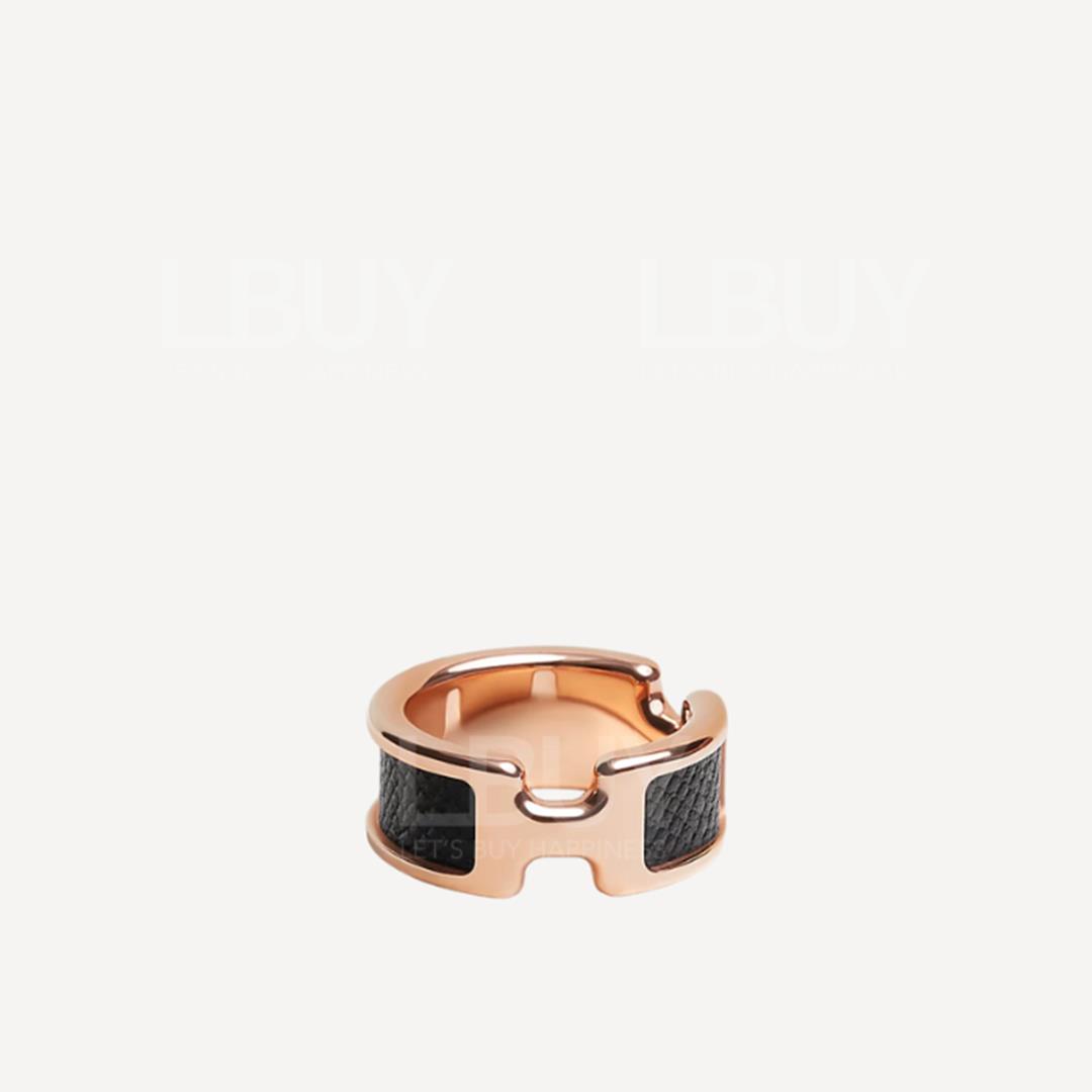 Hermes Olympe Ring Small Model Ring Black and Rose Gold