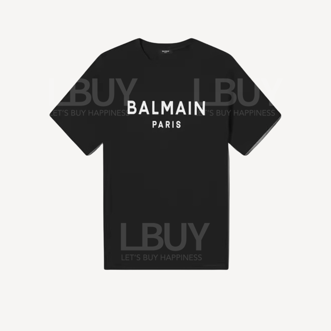 Balmain 白色Logo女装短袖T恤 黑色 BW8P9