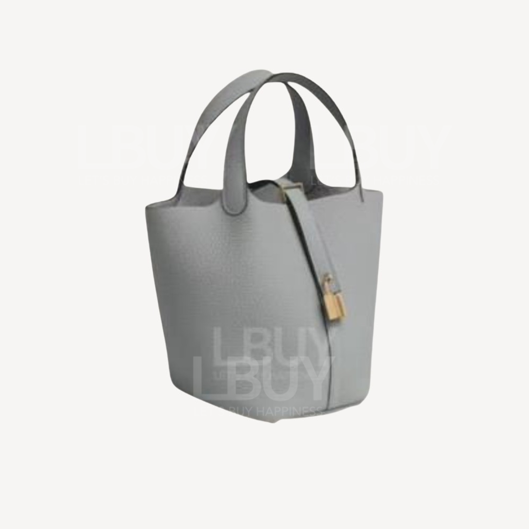 Hermes Picotin Lock 18 Bag Tote Bag PO Puppet Grey Light Gold Buckle
