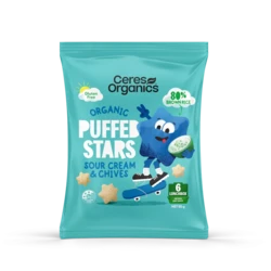 Ceres Organics Organic Puffed Stars - Sour Cream & Chives 80g