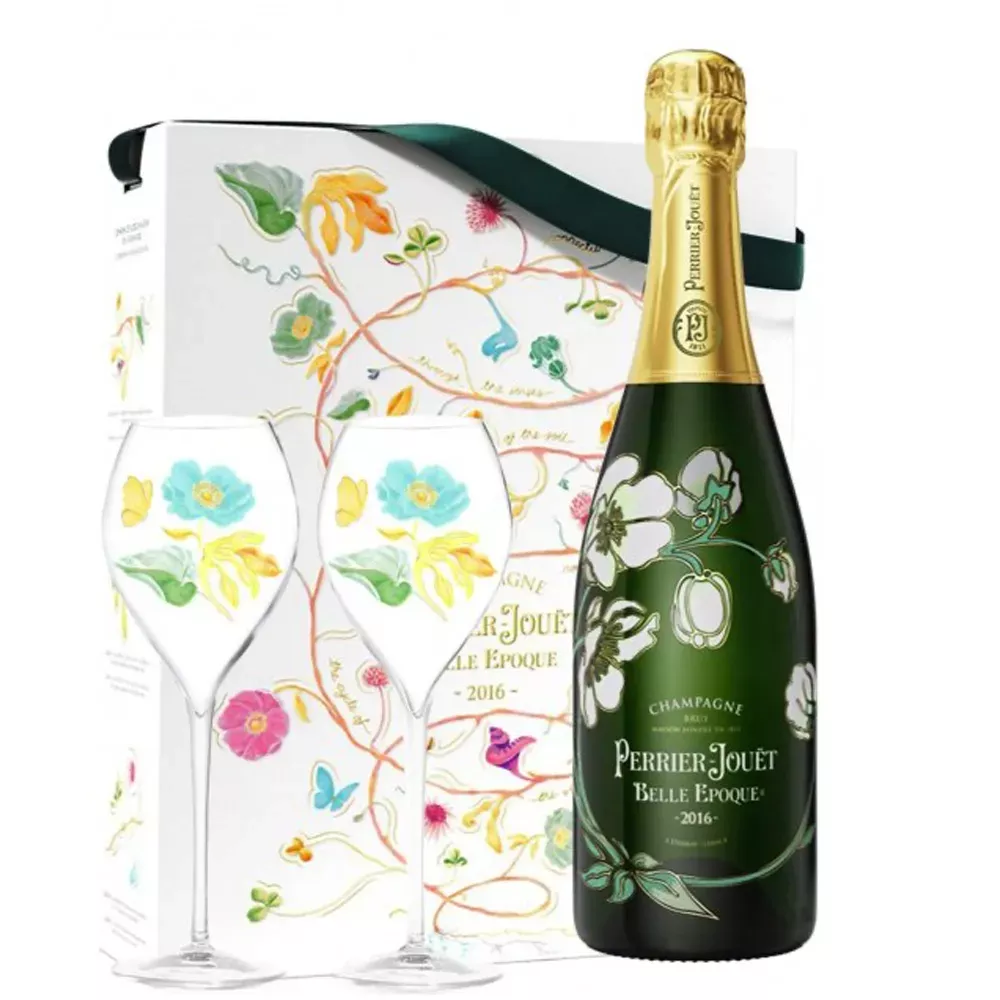 Perrier-Jouet Limited Edition Belle Epoque Giftbox Marcin Rusak 2016 (750ml) with 2 Champagne Flutes