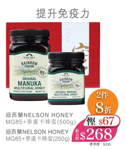 $268 賀年套裝 - 紐西蘭NELSON HONEY MG85+ 麥盧卡蜂蜜 (500g) + 紐西蘭NELSON HONEY MG85+ 麥盧卡蜂蜜 (250g) 