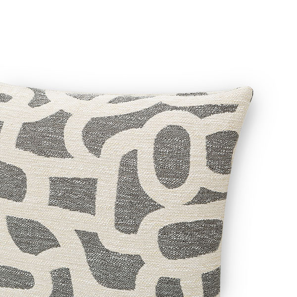 Grey White Geometric Lumbar Cushion Cover - 30x50cm