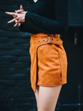  Suede Belted Skirt