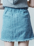  Fringe Hem Rough Denim Skirt