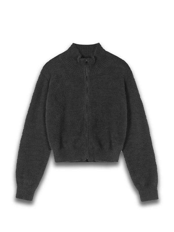 Zip Up Faux Fur Cardigan 