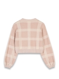Puffy Sleeves Check Cardigan 