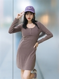  Wash Effect Ribbed Dress