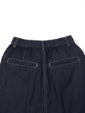 Frayed Hem Contrast Stitched Denim Skirt 