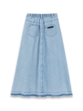 Washed Pleated Denim Skirt 