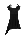  Lace Up Asymmetric Dress