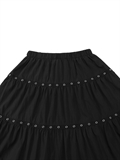  Eyelet Detail Tiered Maxi Skirt
