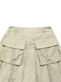  Eyelet Trims Pockets Pleated Skirts