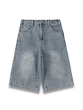  Washed Oversized Denim Shorts