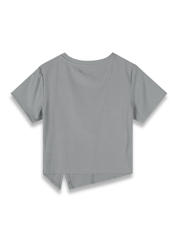 Asymmetric Cut Button Detail Tee