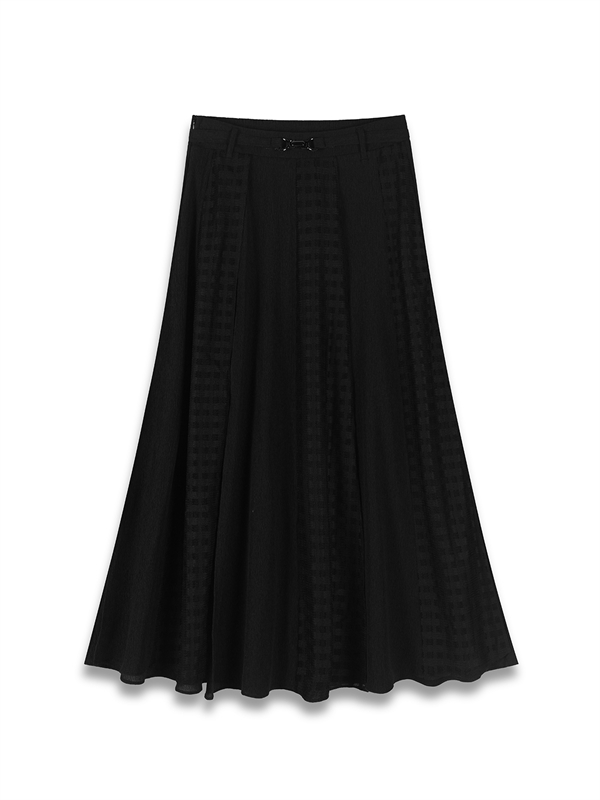 Belted Layered Midi Skirt 