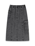  Denim Pockets Long Skirt