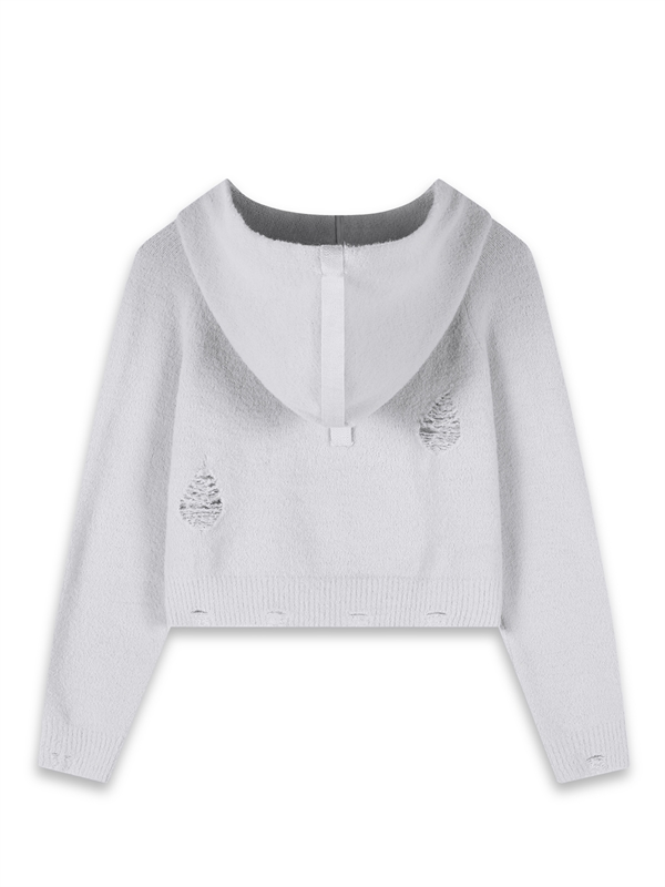 Zip Up Hooded Knit Cardigan