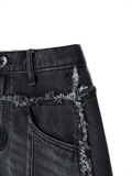  Fringed Edge Denim Skirt