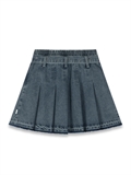  Pleated Denim Skirt With Belt