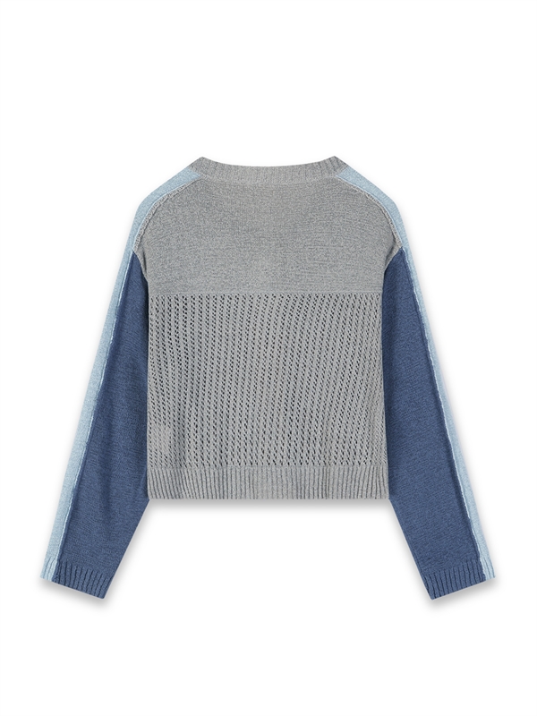 Colour Blocking Zip Up Cardigan