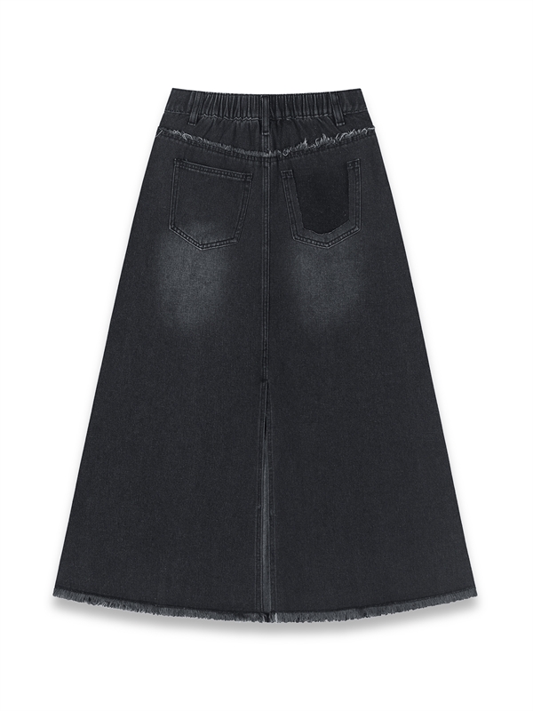 Fringed Edge Denim Skirt