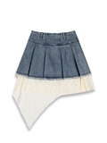  Denim Pleated Skirt