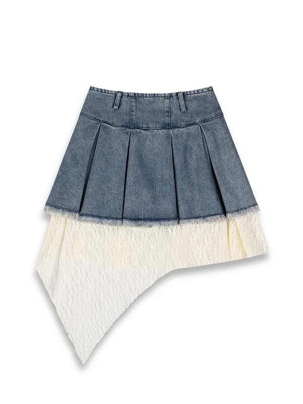 Denim Pleated Skirt