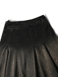  Washed Denim Pleated Skirt