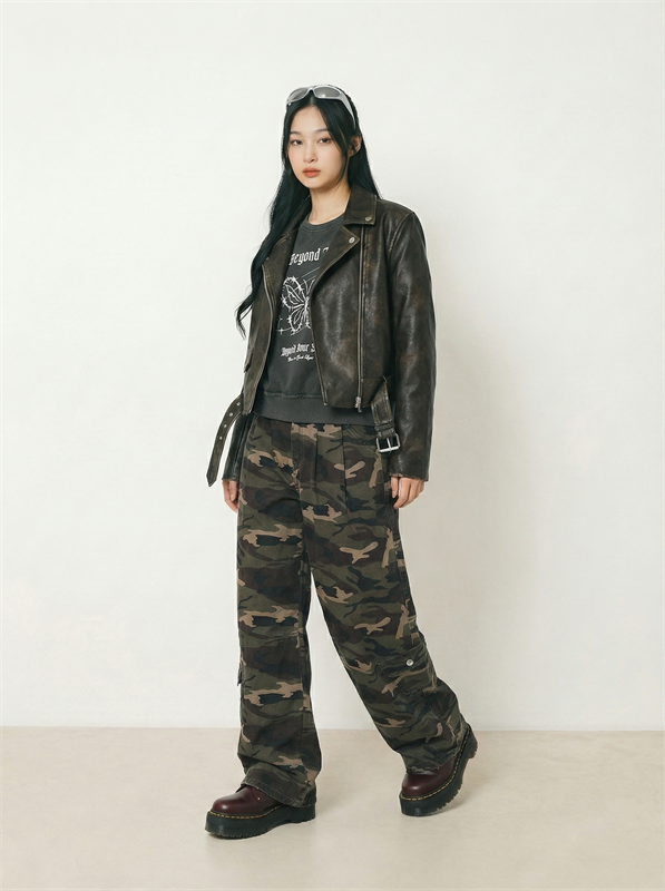 Wash PU Leather Biker Jacket