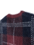  Tartan Pattern Furry Knit Cardigan