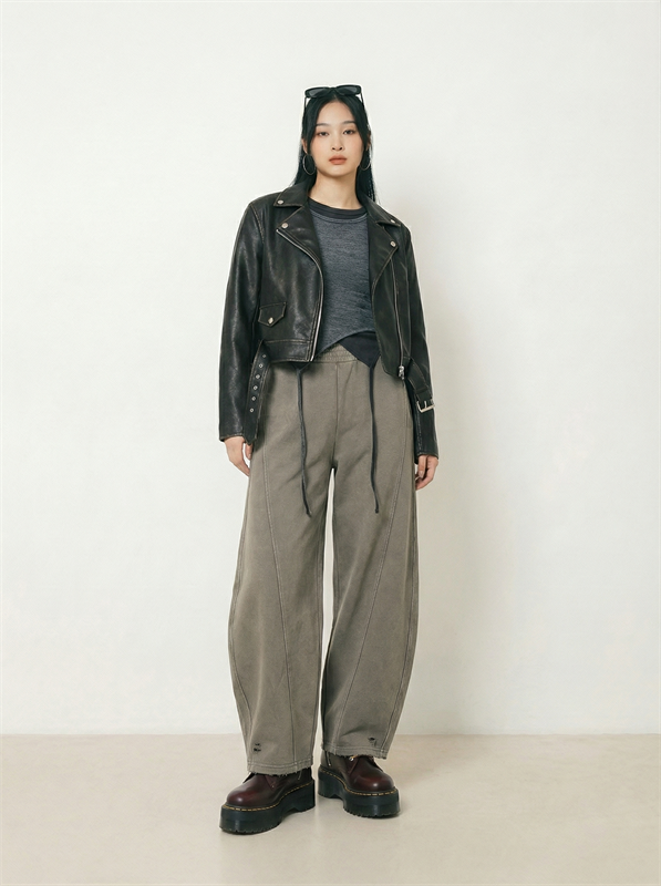 Barrel Fit Jersey Washed Pants