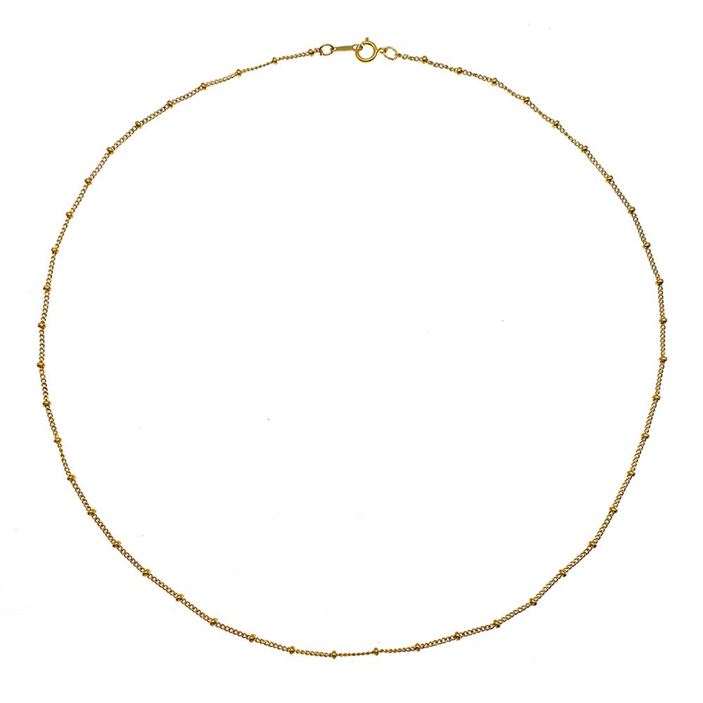 14K Yellow Gold filled Sterling Silver bead Chain 18 inches ( Two-way usage: Necklace and Bracelet)