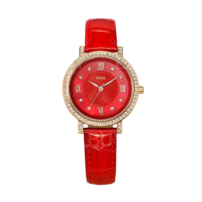 Fair Lady三針石英皮革腕錶