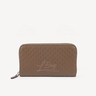 Gucci GG Logo 棕色皮革長型拉鏈銀包