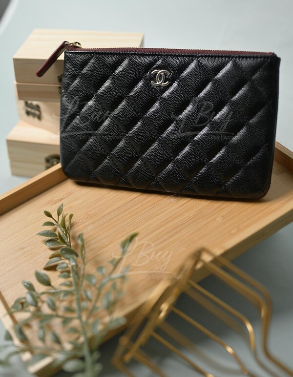 Chanel-Chanel Classic Zipper 20cm Pouch Black with Gold Tone
