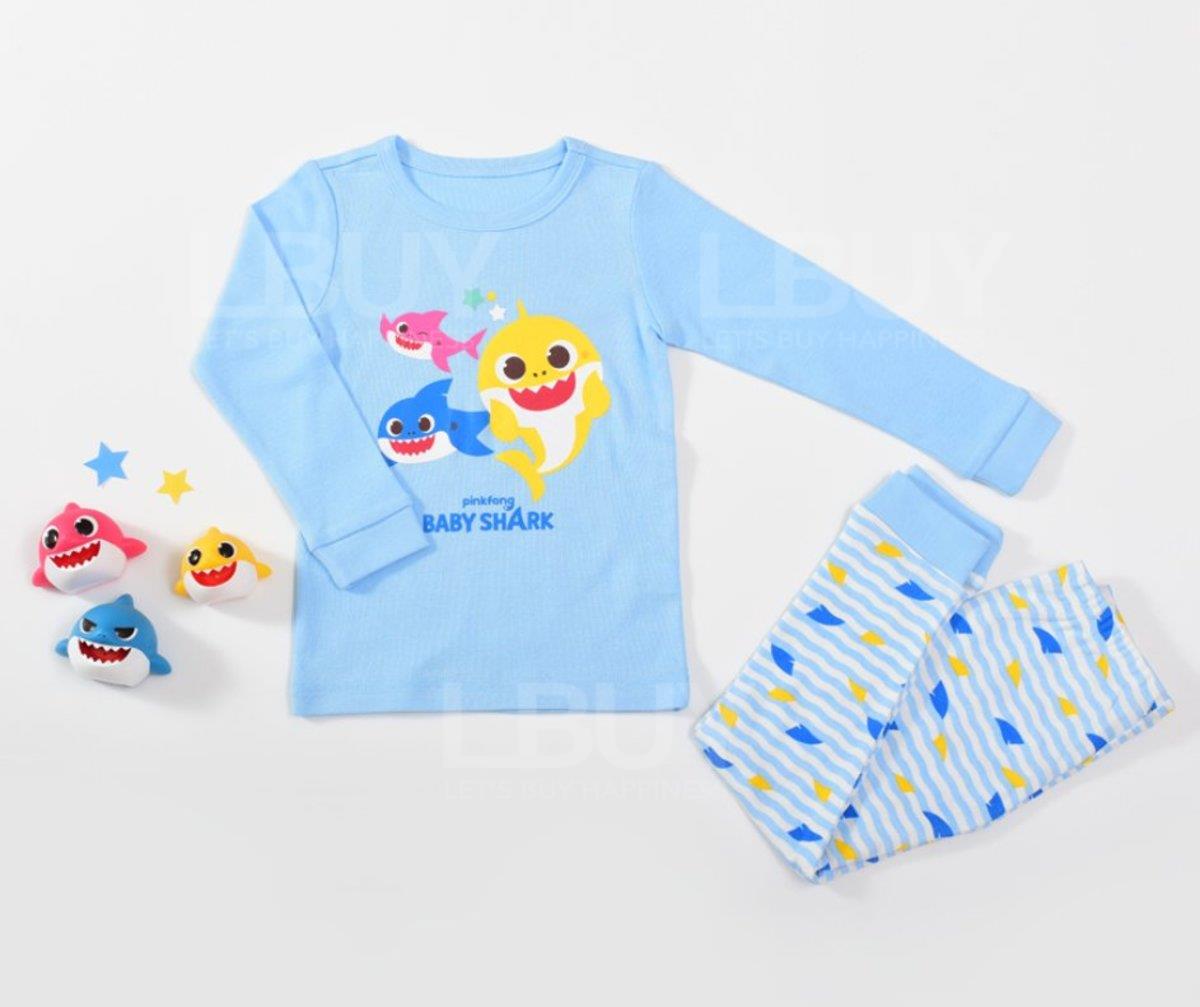 Baby Shark 淺藍色長袖套裝 (尺碼:90-120)