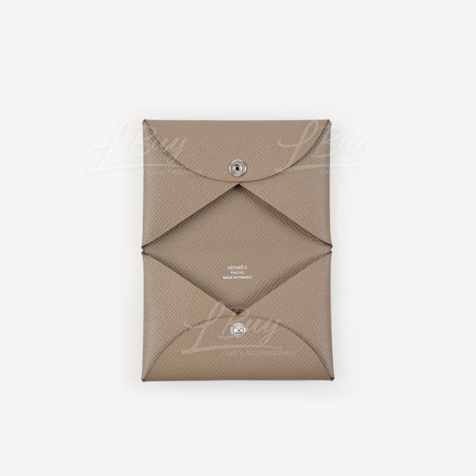 Hermes Calvi Card Holder Etoupe