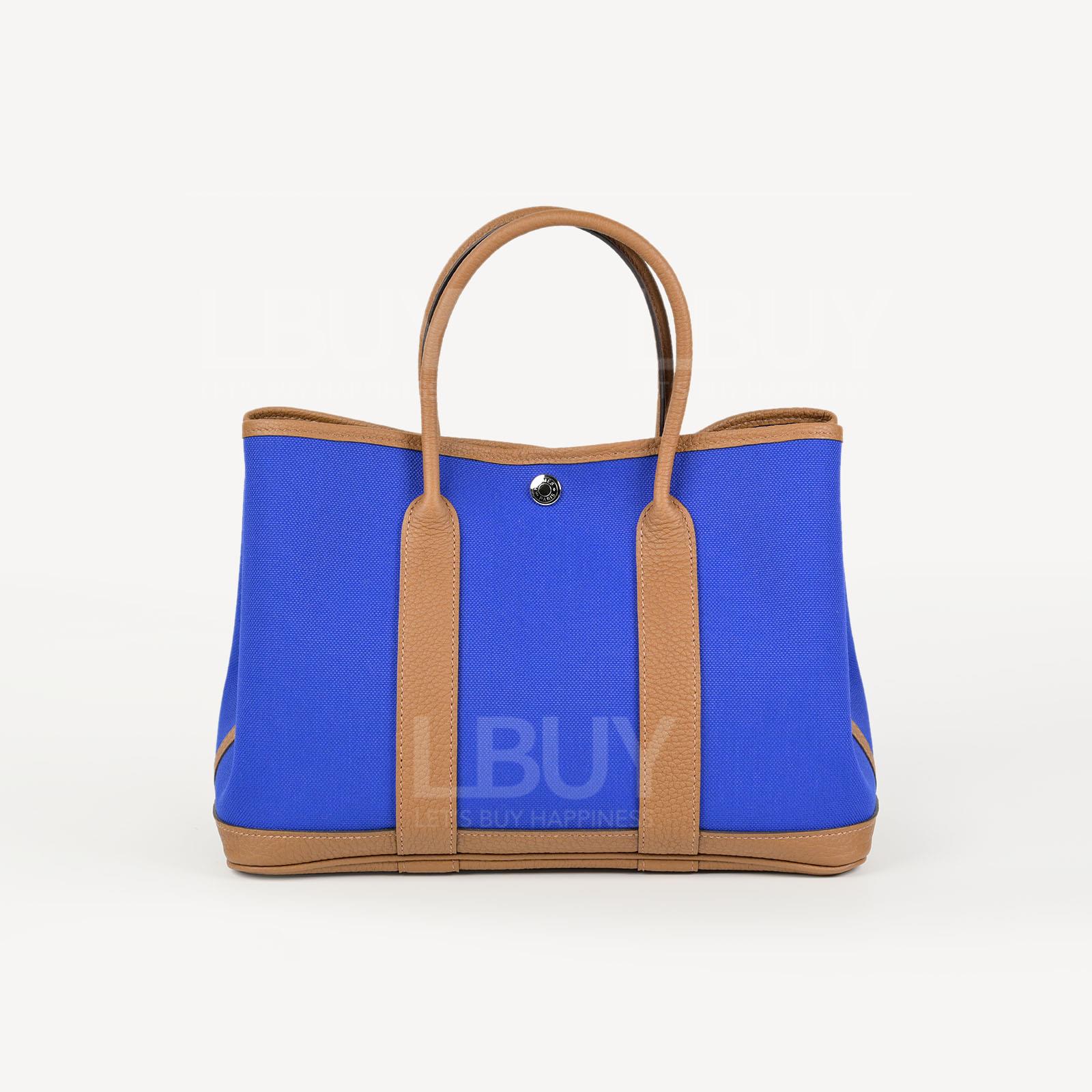 Hermes Garden Party 30 Bag Bleu Blectrique;Alezan