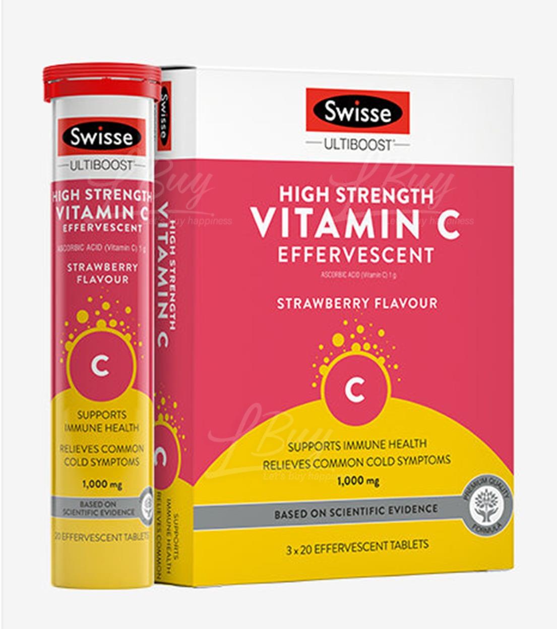 SWISSE 高濃度維生素C泡騰片 60粒 (士多啤梨味)