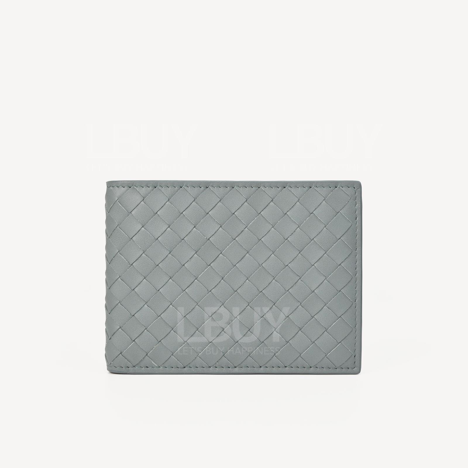 Bottega Veneta Aqua Blue Woven Leather Small Wallet with Coin Purse