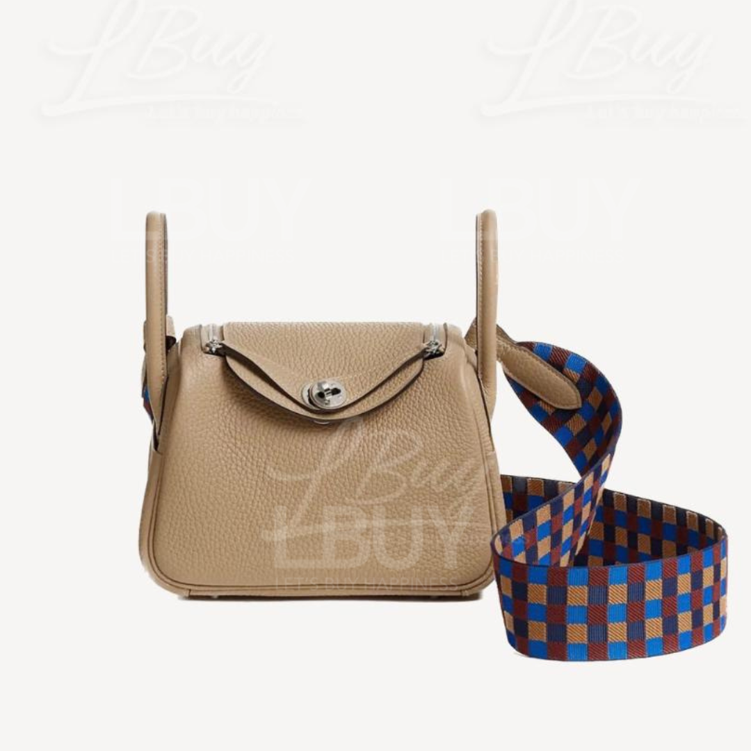 Hermes Lindy Mini Bag Shoulder Bag Trench with Maxi Quadril Bleu Billard Biscuit Rouge H Phw