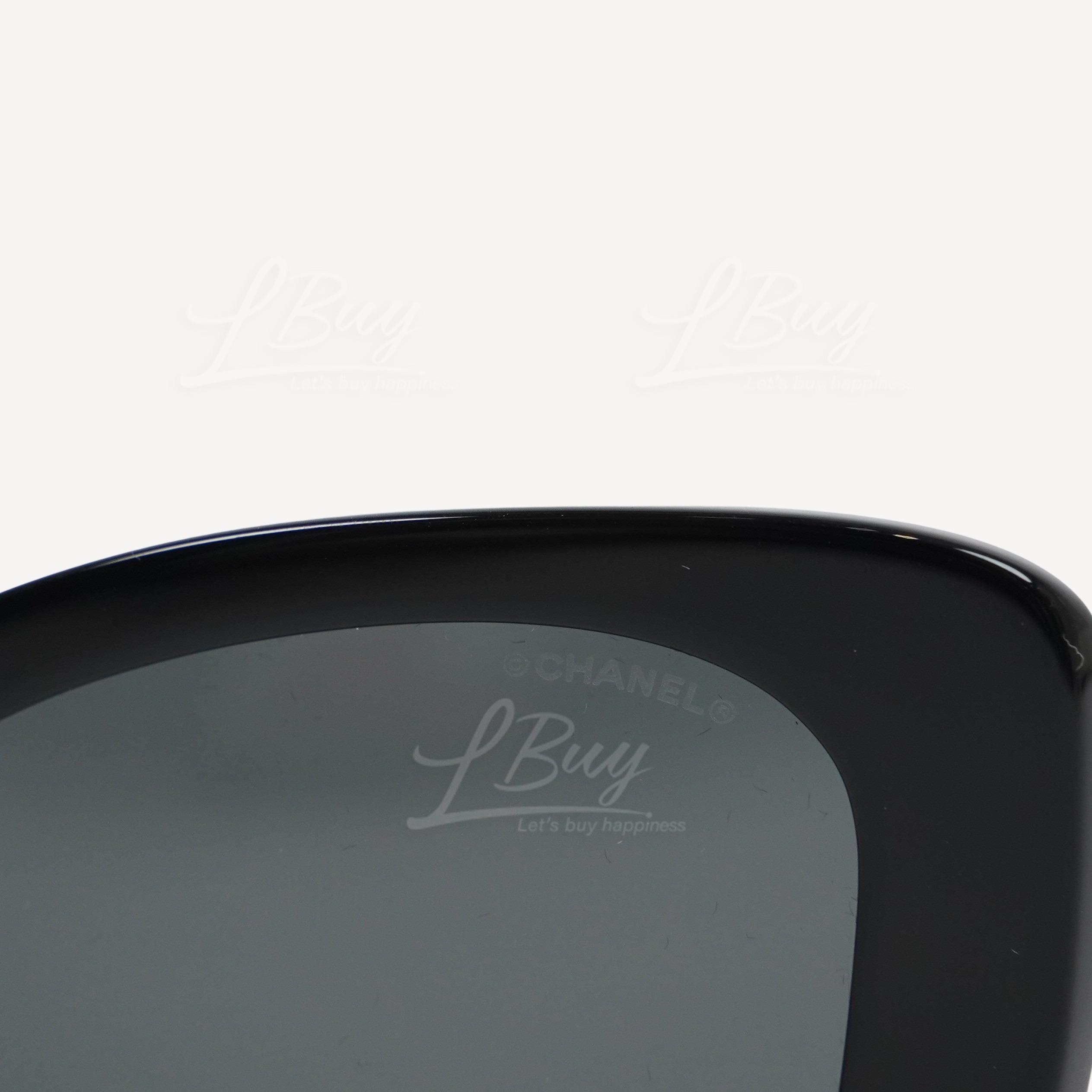Chanel-Chanel Square Black Frame White Rhinestone Logo