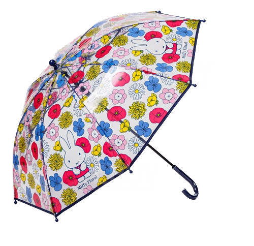Miffy兒童花花透明雨傘直傘長傘(黑色)